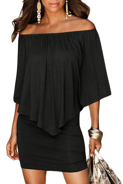Multiple Dressing Layered Black Mini Dress